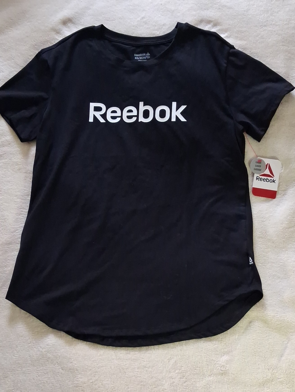 Reebok Womens Black Logo T‑Shirt NEW W/ TAGS SIZE X-SM